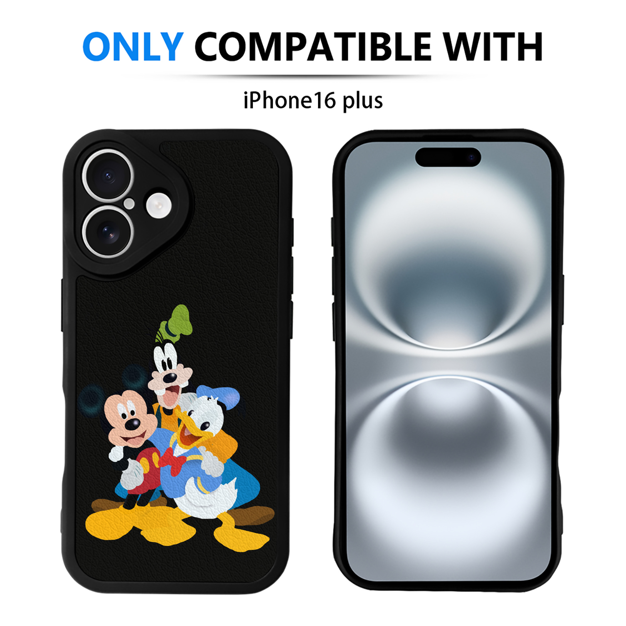 （画像用） ミッキーマウス Mickey Mouse 【iPhone 16シリーズ対応】シリコンスマホケース（レザー調） 材質：シリコン